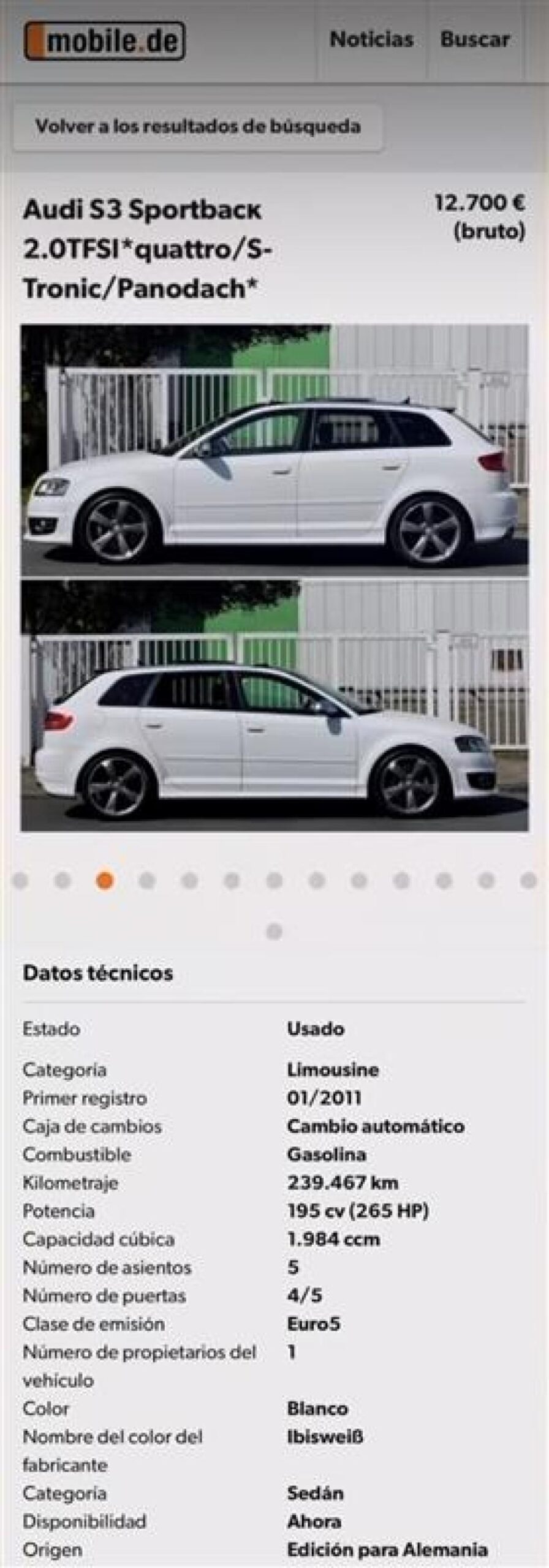 Coche con 100.000 km en venta