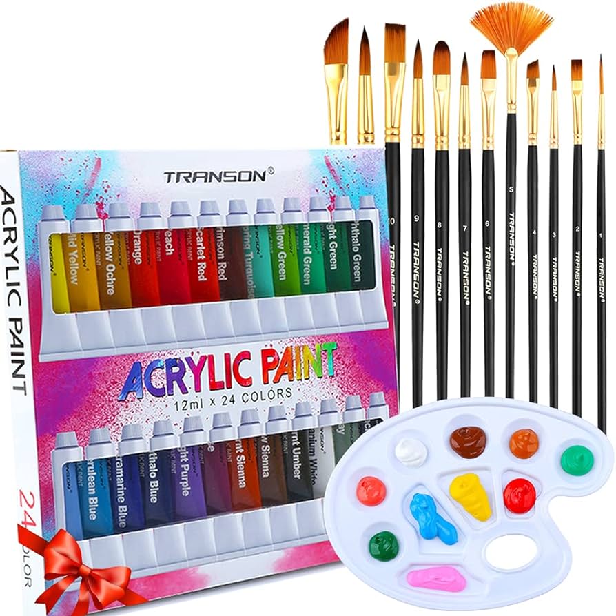 Pinceles y paleta de colores artísticos
