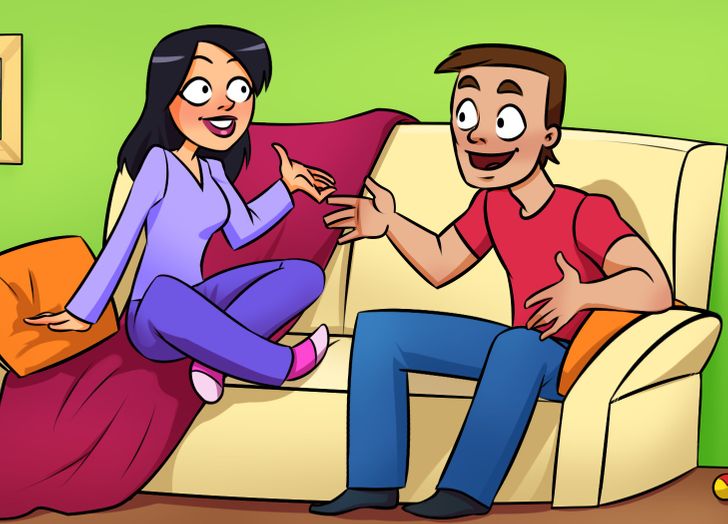 Pareja conversando y mostrando confianza mutua