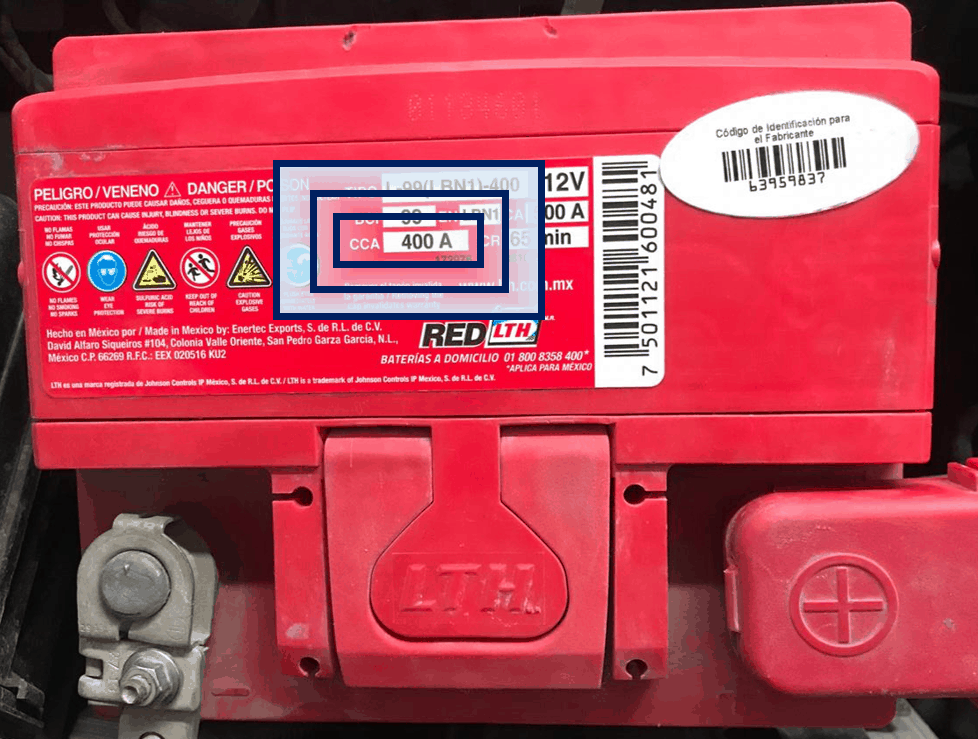 Batería de coche con capacidad de CCA