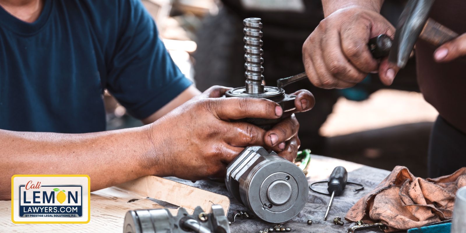 Manos realizando mantenimiento a una transmisión automática