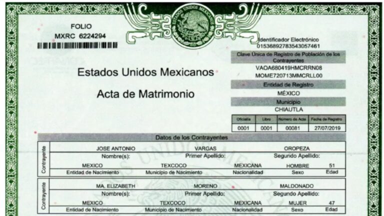 acta matrimonio