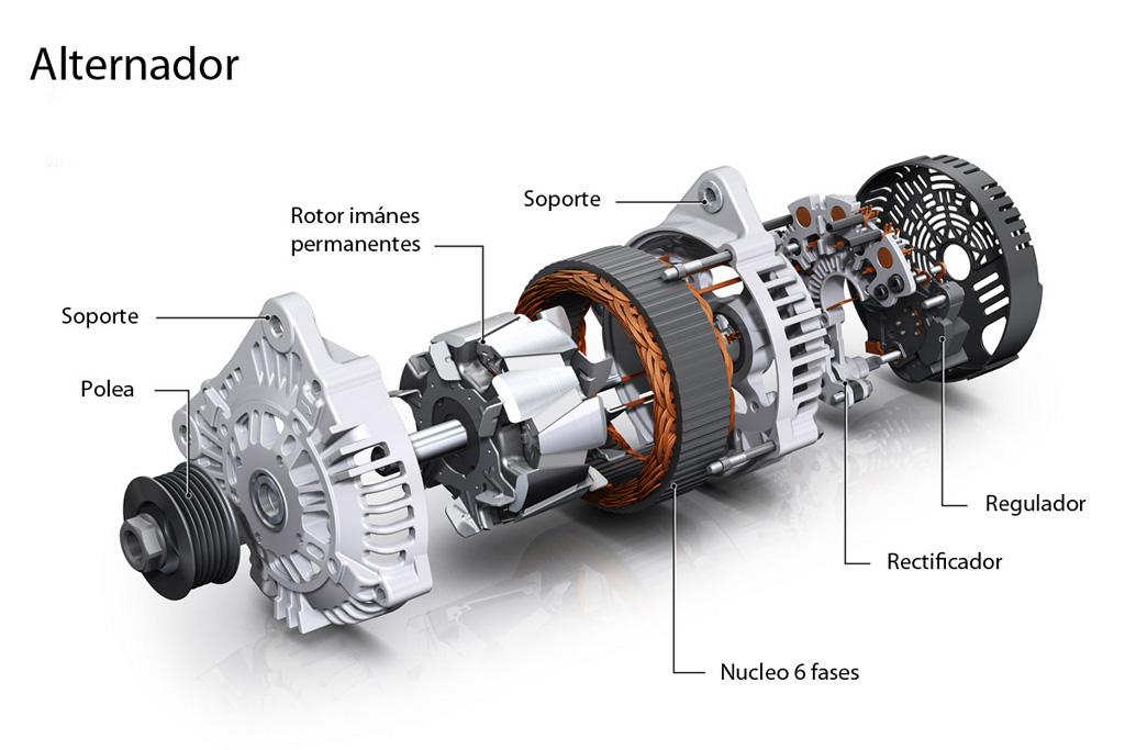 Batería de auto y alternador funcionando correctamente