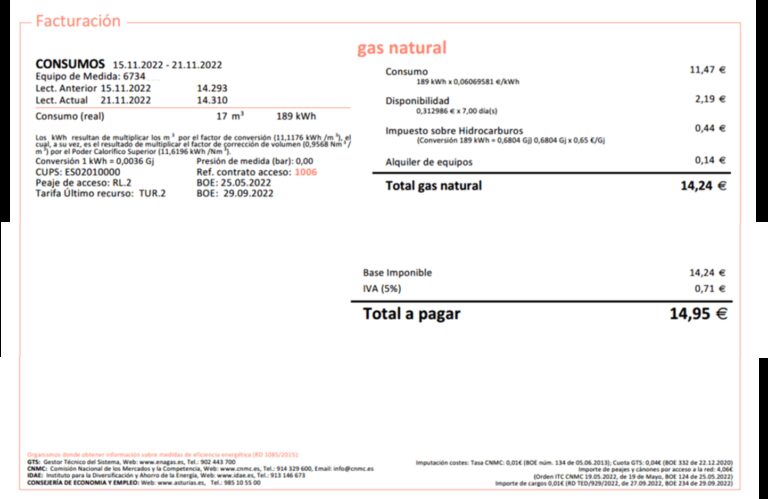 factura gas
