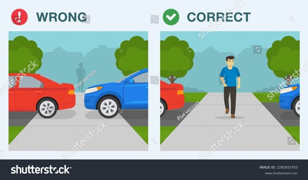 ilustracion de coche estacionado correctamente en la calle