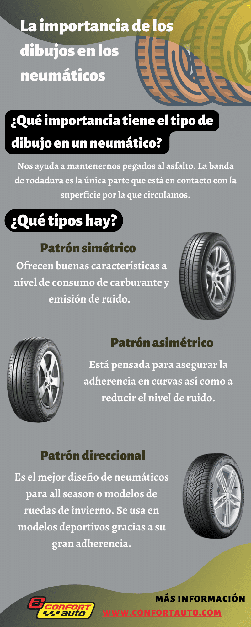 Neumáticos con diferentes tipos de dibujo