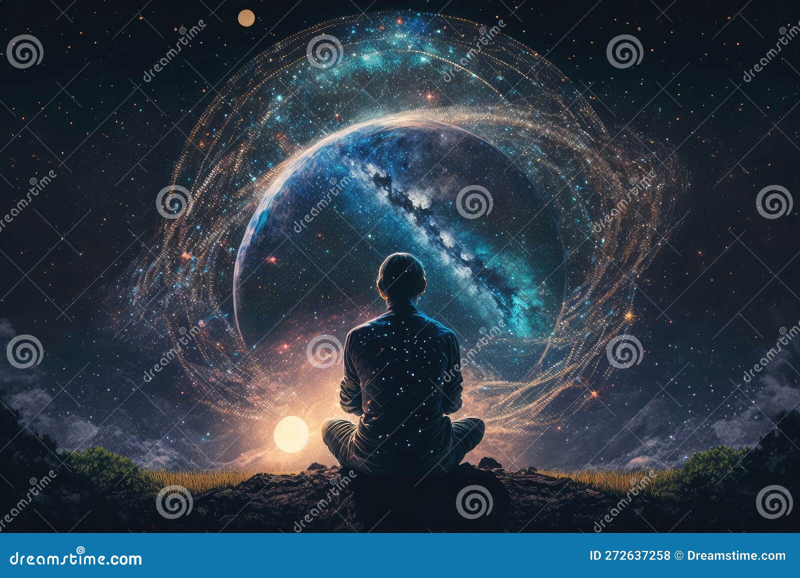 Persona meditando en un espacio luminoso