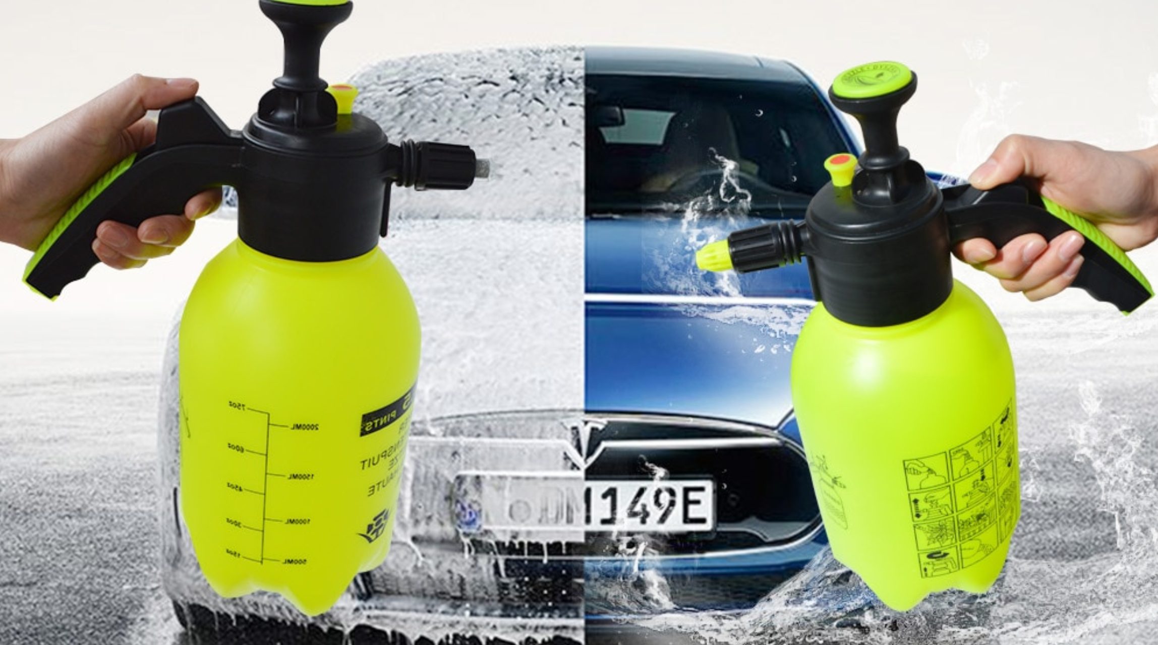 Agua y espuma en lavado de carro