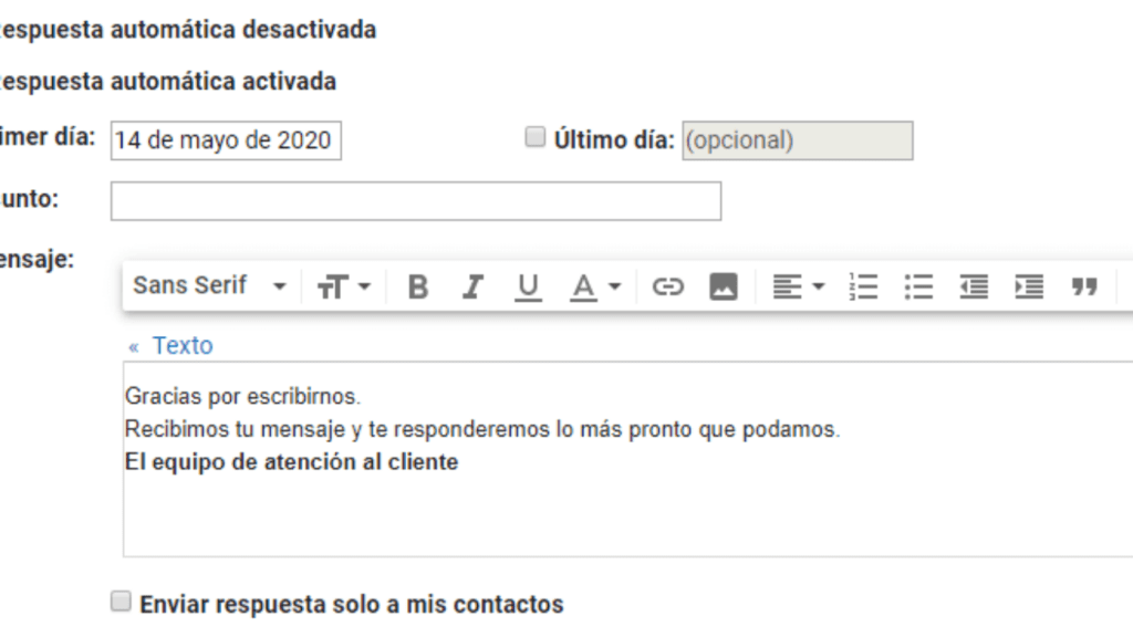 respuesta automatica