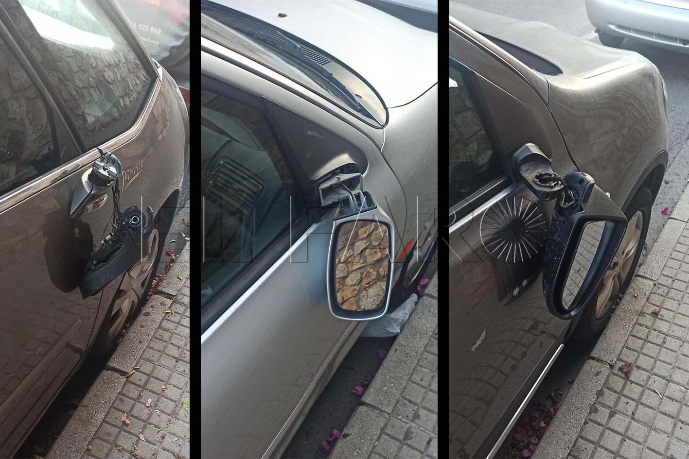 Coche con espejos retrovisores faltantes o rotos