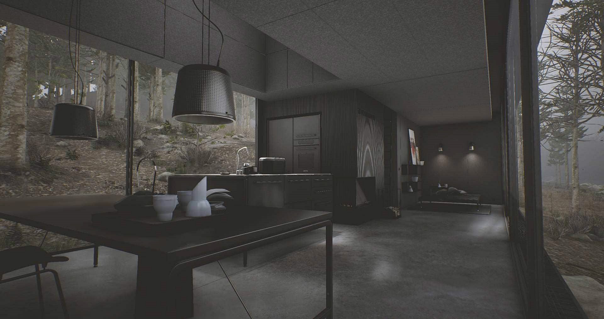 Foco LED iluminando una habitación oscura