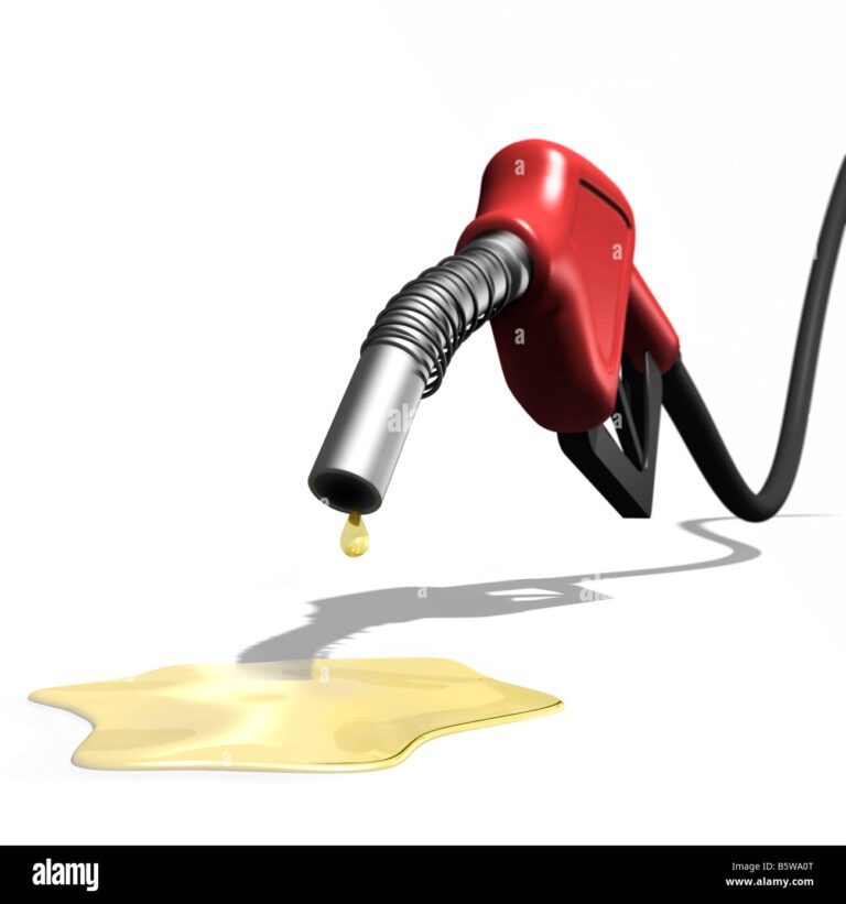 ultimas gotas de gasolina saliendo de una gasolinera boquilla ilustracion aislada sobre fondo blanco b5wa0t