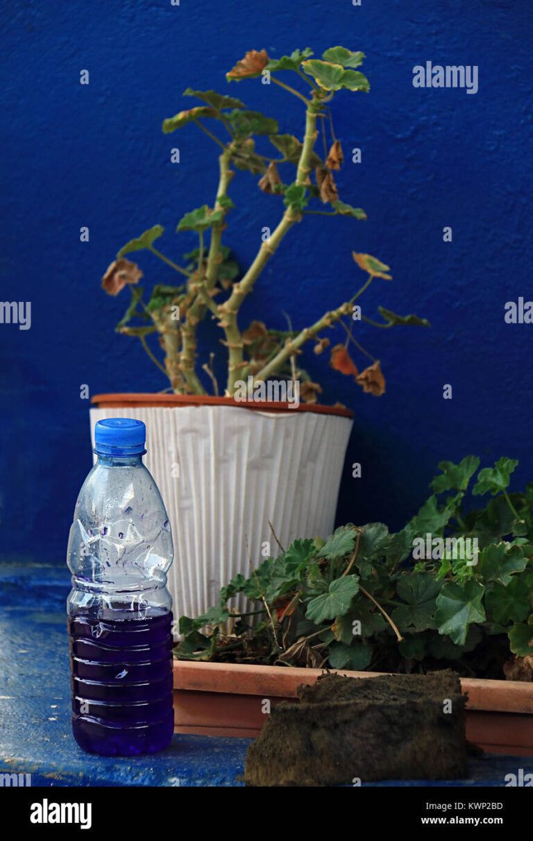 una botella de plastico de color azul gasolina sobre un fondo azul kwp2bd